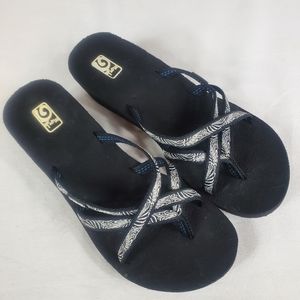 Teva Mush Sandals Women 10 Mandalyn Ola 2 Wedge Black White Zebra Flip Flop